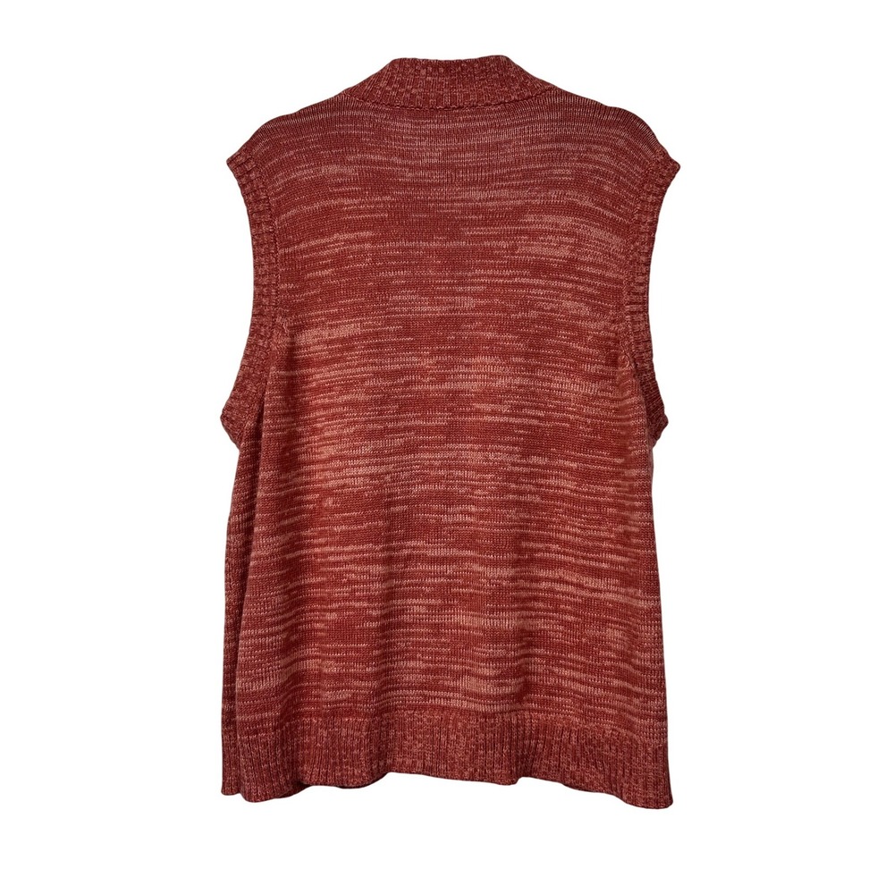 Blair Sweater Vest Womens XLarge Red Marled Full Zip Mock Neck Acrylic Knit - Picture 7 of 10